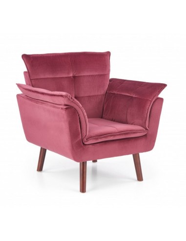 Fauteuil rembourré en tissu, avec pieds en bois Rezzo Bordeaux, l80xA73xH84 cm livraison gratuite