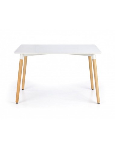 Table MDF et bois Socrates Blanc / Hêtre, L120xl80xH74 cm 2 - 3 jours ouvrés.