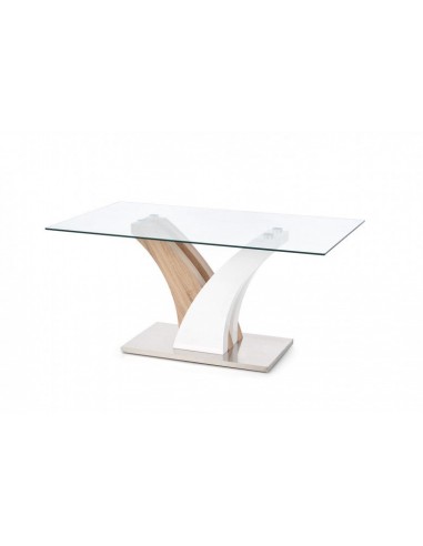 Table Vilmer Blanc / Chêne Sonoma verre et MDF, L160xl90xH76 cm Venez découvrir notre 