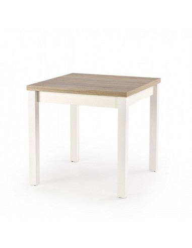 Table extensible en aggloméré et MDF Gracjan Sonoma Chêne / Blanc, L80-160xl80xH76 cm à prix réduit toute l'année