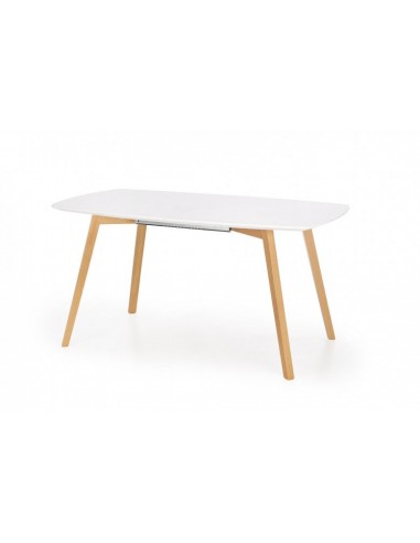 Table extensible en MDF et bois de hêtre Kajetan Blanc / Chêne Miel, L135-185xl82xH76 cm suggérées chez