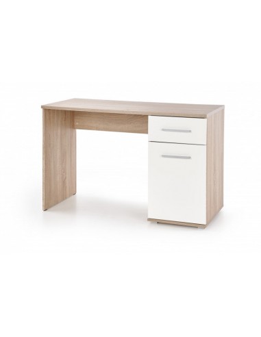 Table de bureau en bois, avec 1 tiroir et 1 porte Lima B-1 Blanc / Chêne Sonoma, L120xl55xH75 cm chez Cornerstreet bien 