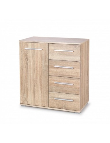 Commode avec 4 tiroirs et 1 porte Lima KM-2 Chêne Sonoma, l77xA40xH82 cm à prix réduit toute l'année