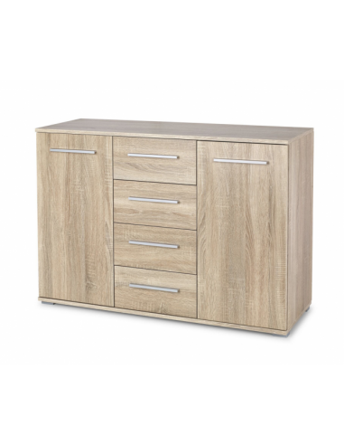 Commode, avec 4 tiroirs et 2 portes Lima KM-4 Chêne, l116xA40xH82 cm Comparez plus de prix