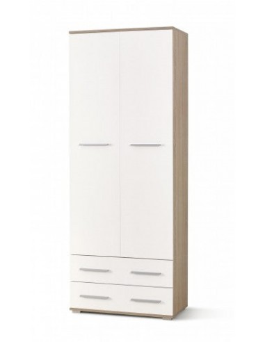 Armoire palette 2 portes et 2 tiroirs Lima REG-2 Blanc / Chêne Sonoma, l77xA40xH200 cm online