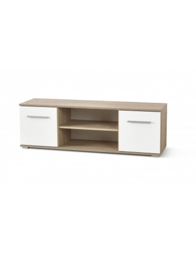 Meuble TV palette 2 portes Lima RTV-1 Blanc / Chêne Sonoma, l137xA40xH44 cm brillant des détails fins