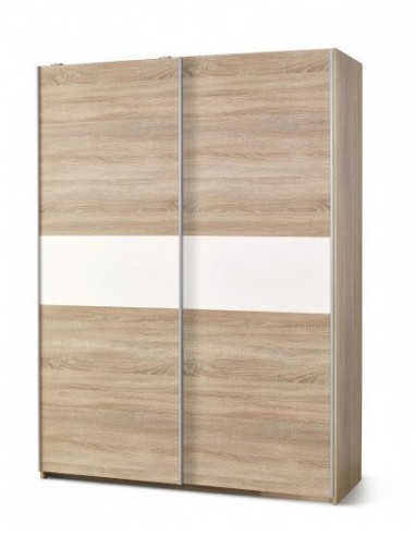 Armoire palette 2 portes coulissantes Lima S-1 Blanc / Chêne Sonoma, l153xA58xH210 cm solde