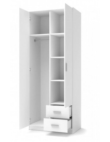 Armoire palette 2 portes et 2 tiroirs Lima S-2 Blanc, l80xA52xH205 cm le concept de la Pate a emporter 