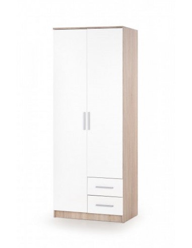 Armoire palette 2 portes et 2 tiroirs Lima S-2 Blanc / Chêne Sonoma, l80xA52xH205 cm Dans la société mordern