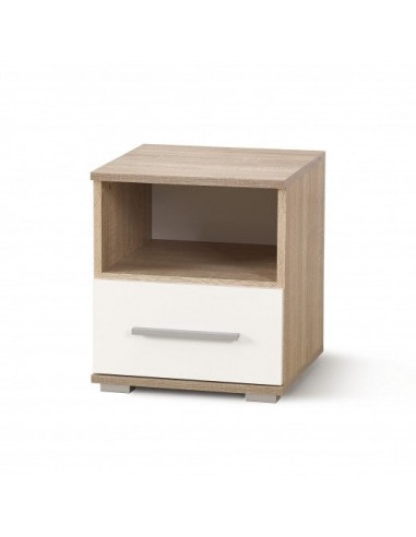 Table de chevet palette avec 1 tiroir Lima SN-1 Blanc / Chêne Sonoma, l39xA40xH44 cm en stock