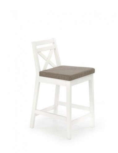 Tabouret de bar rembourré en tissu, avec pieds en bois Borys Low Blanc, l41xA48xH83 cm la chaussure