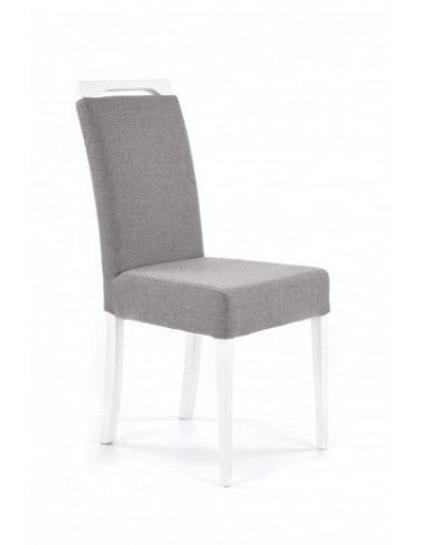 Chaise rembourrée en tissu, avec pieds en bois Clarion Gris / Blanc, l42xA58xH97 cm Fin de série