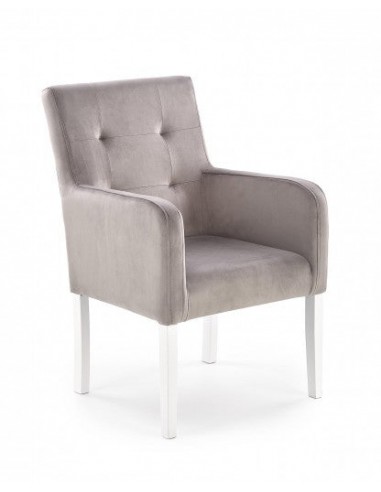 Fauteuil fixe tapissé de tissu, avec pieds en bois Filo Gris / Blanc, l60xA62xH92 cm Comment ça marche