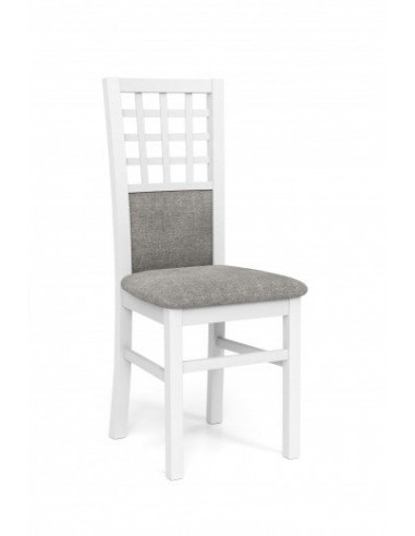 Chaise en bois de hêtre, tapissée de tissu Gerard 3 Gris / Blanc, l44xA55xH96 cm 50% de réduction en Octobre 2024