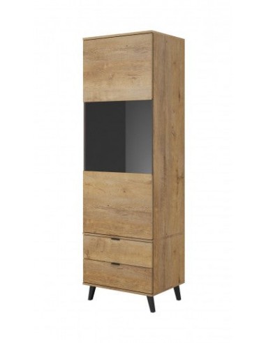 Vitrine en bois avec 2 tiroirs et 1 porte Nest W-2 Chêne, l60xA45xH192 cm Venez acheter