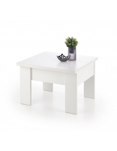 Table basse Serafin Blanc, L80-160xl80xh53-79 cm la colonne vertébrale