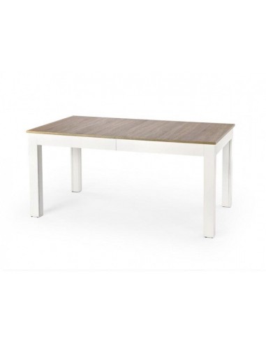 Table extensible en aggloméré et MDF Blanc d'égout / Chêne Sonoma, L160-300xl90xH76 cm français