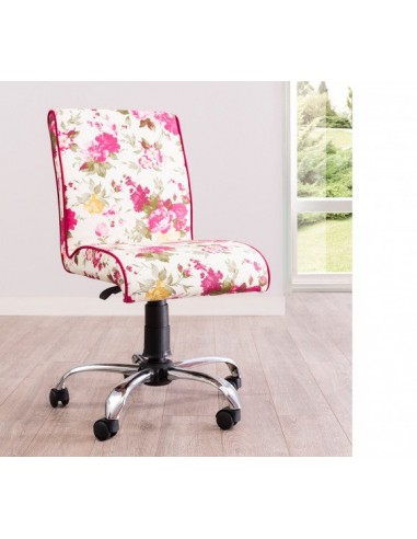 Chaise de bureau pour enfants, rembourrée en tissu Summer Soft Flowers, l56xA60xH86-96 cm d'Europe débarque