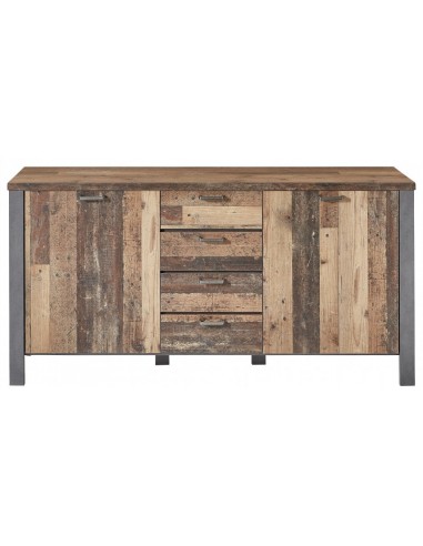 Commode, avec 4 tiroirs et 2 portes Chelsea Naturel / Graphite, l179xA44xH88 cm acheter en ligne