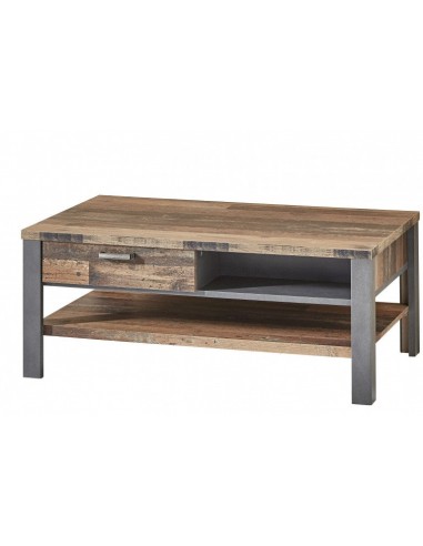 Table basse en châtaignier et MDF, avec 2 tiroirs Chelsea Naturel / Graphite, L110xl65xH45 cm l'achat 