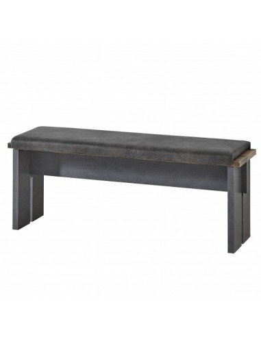 Banc tapissé de cuir écologique Chelsea Gris, l126xA40xH49 cm vous aussi creer 