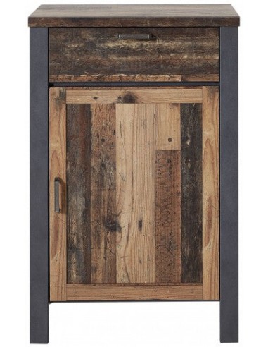 Armoire palette 1 porte et 1 tiroir Chelsea Naturel / Graphite, l69xA40xH105 cm ouvre sa boutique