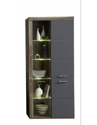 Vitrine en aggloméré et MDF, avec 4 portes Krone Graphite / Natur, l87xA38xH202 cm Venez acheter