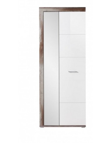 Armoire palette en aggloméré et MDF, avec miroir et 2 portes Krone Blanc / Natural, l77xA38xH202 cm acheter en ligne