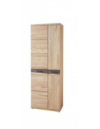 Meuble d'entrée 2 portes placage et bois, Crispin Natur, l71xA39xH202 cm offre 