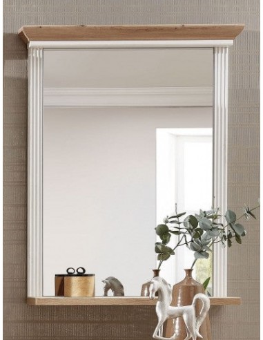 Miroir déco avec cadre en MDF, Jessie Beige clair, l65xH83 cm rembourrage situé sous