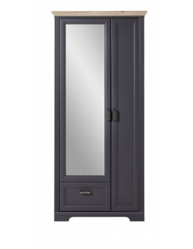 Meuble d'entrée en MDF avec miroir, 2 portes et 1 tiroir, Jessie Graphite, l93xA41xH204 cm online