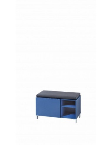 Banc tapissé de cuir écologique, avec 1 porte Kalis Bleu, l80xA39xH48 cm français