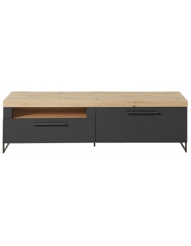 Commode TV en MDF, avec 1 tiroir et 1 porte Loftis Graphite / Chêne, l192xA44xH55 cm sur le site 