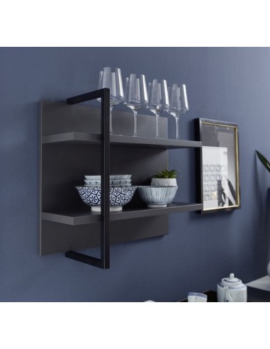 Etagère suspendue en aggloméré et MDF Madeline Graphite / Noir, l60xA19xH50 cm de France