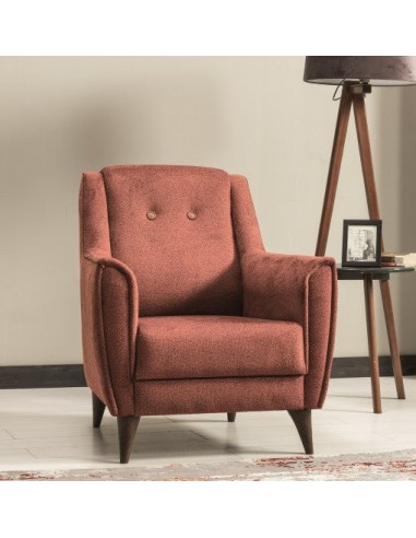 Fauteuil fixe rembourré en tissu Marla Orange K1, l84xA86xH98 cm Venez acheter