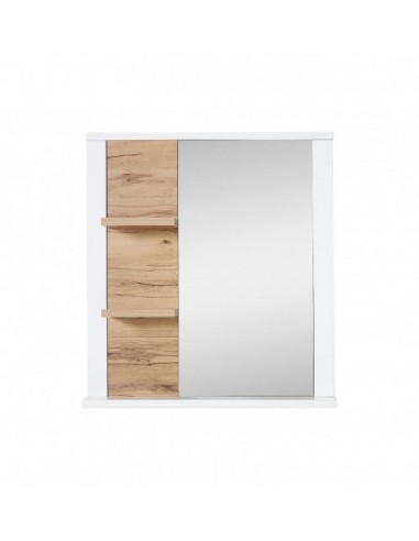 Miroir décoratif avec 2 étagères en aggloméré et MDF, Selina Blanc / Naturel, l73xA15xH80 cm du meilleur 