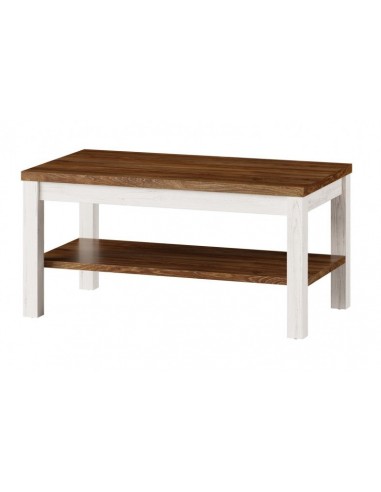 Table basse en châtaignier Country 41 Blanc / Chêne, L110xl60xH45 cm acheter en ligne