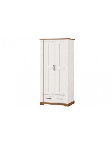 Armoire palette, avec 1 tiroir et 2 portes Country 70 Blanc / Chêne, l94xA63xH203 cm Comment ça marche