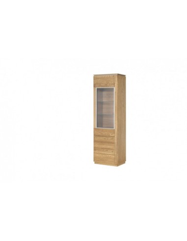 Vitrine en bois et placage, avec 1 porte et LED inclus Monténégro 11 Chêne Rustique, l58xA42xH198 cm commande en ligne