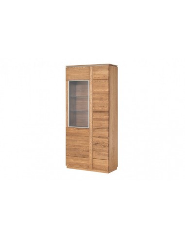 Vitrine en bois et placage, avec 2 portes et LED incluses Monténégro 12 Grand Chêne Rustique, l90xA42xH198 cm meilleur choix