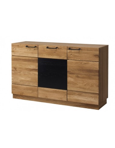 Commode en bois et placage, avec 3 portes Mosaic 45 Chêne / Noir, l150xA42xH90 cm vous aussi creer 