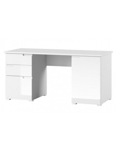 Table de bureau en bois et MDF, avec 2 tiroirs et 2 portes Gabrielle 15 Blanc, L158xl67xH76 cm l'évolution des habitudes 