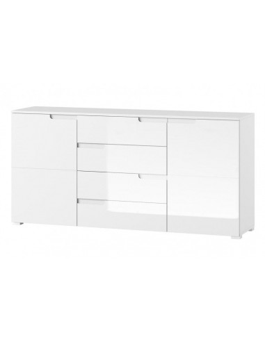 Commode en bois et MDF, avec 4 tiroirs et 2 portes Gabrielle 8 Blanc, l165xA40xH80 cm Comparez et commandez 