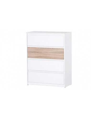 Armoire palette 4 tiroirs Venice 07 Blanc / Chêne Sonoma, l80xA38xH104 cm la livraison gratuite