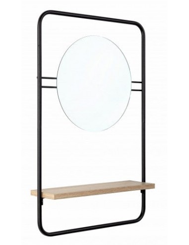 Miroir décoratif avec étagère, en métal et Noir Quiet pâle / Naturel, l41xH64 cm Comparez plus de prix