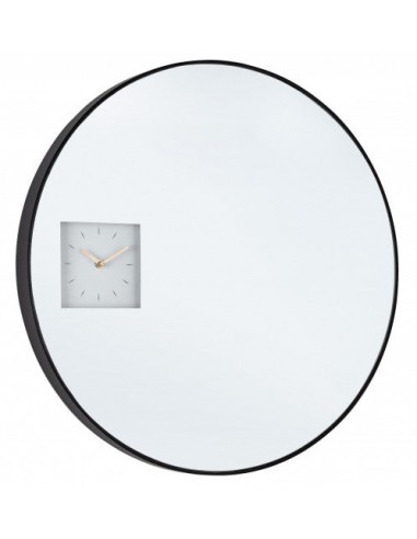 Miroir décoratif avec horloge et cadre en MDF Glace Noir, Ø60 cm paiement sécurisé