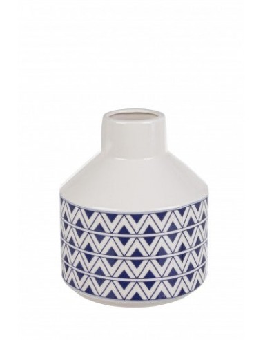 Vase décoratif en céramique Tunis S Blanc / Bleu, Ø17xH19,5 cm outlet