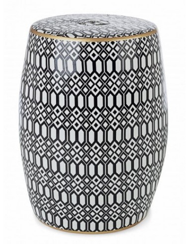 Tabouret en céramique Sphinx Arabe Blanc / Noir, Ø33xH46 cm le des métaux précieux