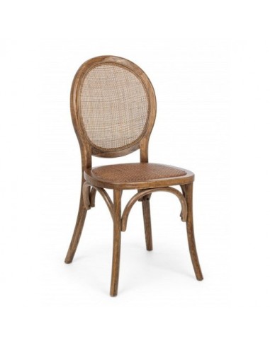 Chaise en bois d'orme, assise en rotin naturel Globo Maro, l45xA53xH93 cm basket pas cher