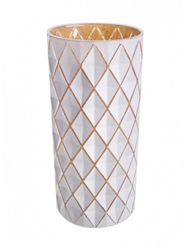 Vase décoratif en verre, Bohem Diamonds Blanc, Ø14xH30,5 cm 2024